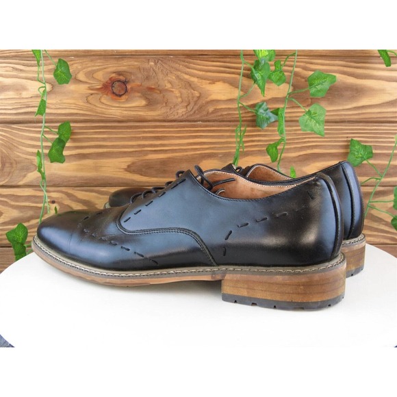 Zanzara Sz‎ 10 Oxfords Black Leather Men Lace Up JH390S20 Medium (D, M) - Picture 9 of 11